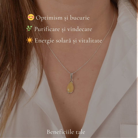 Colier argint 925 cu lacrima si chihlimbar galben – Energie solara si vitalitate [2]