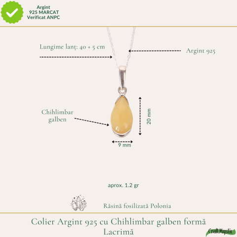 Colier argint 925 cu lacrima si chihlimbar galben – Energie solara si vitalitate [3]