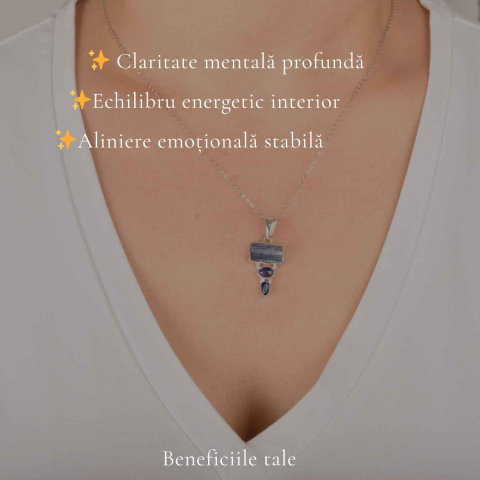 Colier Argint 925 cu Triplu Kianit Albastru – Claritate si Echilibru Interior [2]