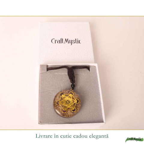 Colier Orgonit cu pietre naturale de Ametist si Cubul lui Metatron – Protectie, Intuitie si Armonie [5]