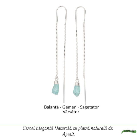 Cercei Lungi Argint 925 cu Apatit Brut Natural – Claritate si Energie Feminina [4]