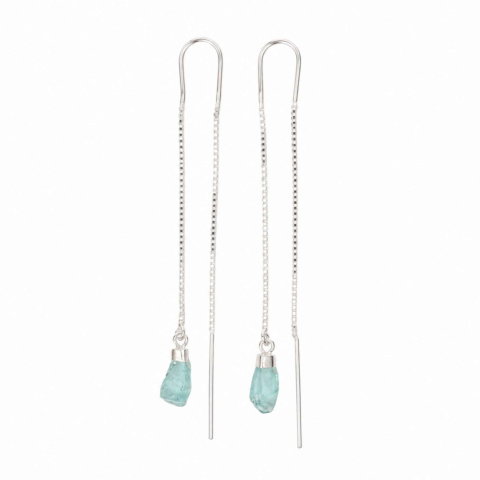 Varsator - Cercei Lungi Argint 925 cu Apatit Brut Natural – Claritate si Energie Feminina