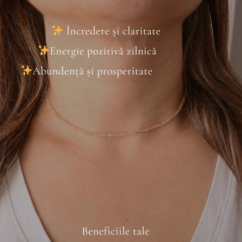 Colier Fin la Baza Gatului Tip Choker cu Citrin Fatetat – Abundenta si Energie Pozitiva [2]