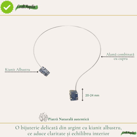 Colier Choker Argintiu cu Kianit Albastru Natural – Comunicare si Claritate Interioara [3]