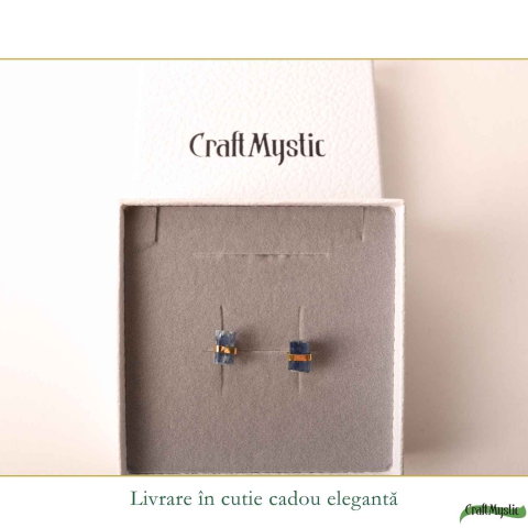 Cercei Argint 925 Placat cu Aur 18K cu Kianit Albastru Brut – Claritate si Intuitie [5]