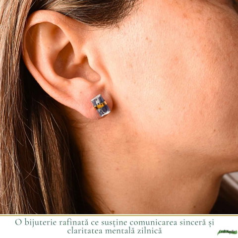 Cercei Argint 925 Placat cu Aur 18K cu Kianit Albastru Brut – Claritate si Intuitie [1]