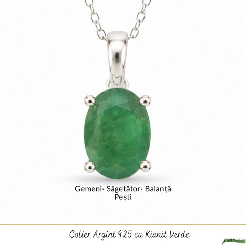 Colier Argint 925 cu Kianit Verde Fatetat – Echilibru si Claritate Interioara [4]