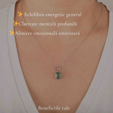 Colier Argint 925 cu Kianit Verde Fatetat – Echilibru si Claritate Interioara [2]