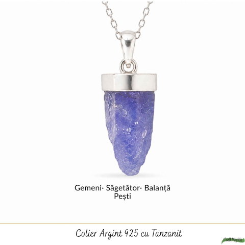 Colier Argint 925 cu Tanzanit Brut – Claritate, Intuitie si Energie Profunda [4]