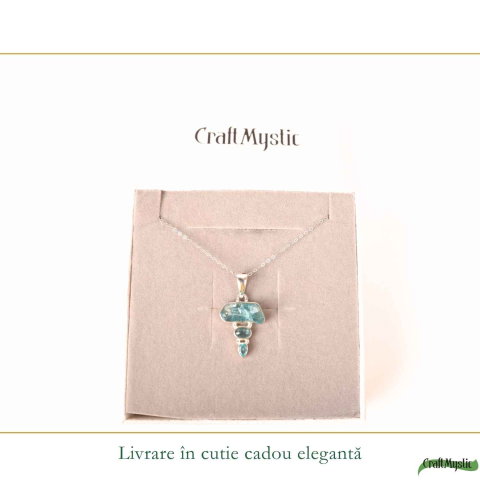 Colier Argint 925 cu Triplu Apatit Albastru – Claritate si Comunicare Autentica [5]