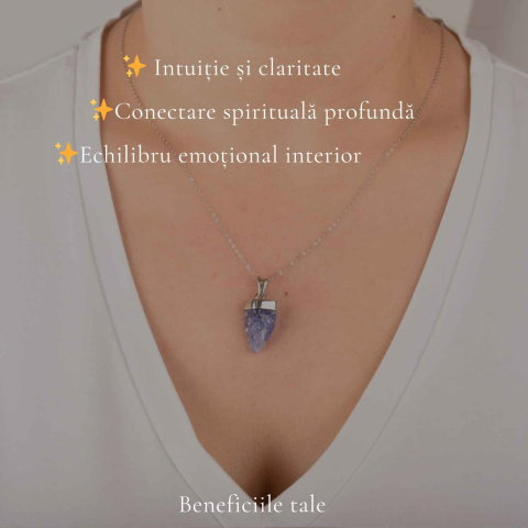 Colier Argint 925 cu Tanzanit Brut – Claritate, Intuitie si Energie Profunda [2]