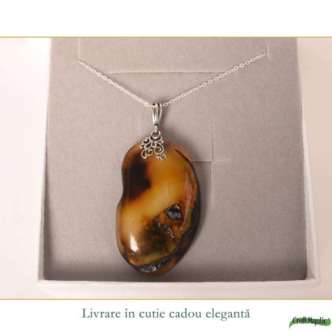 Colier argint 925 cu pandantiv oval si chihlimbar natural – Energie solara si eleganta [5]