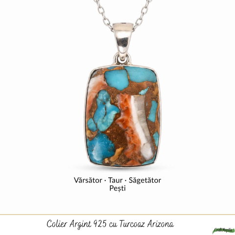 Colier argint 925 cu Turcoaz Arizona dreptunghi – Protectie si echilibru [4]