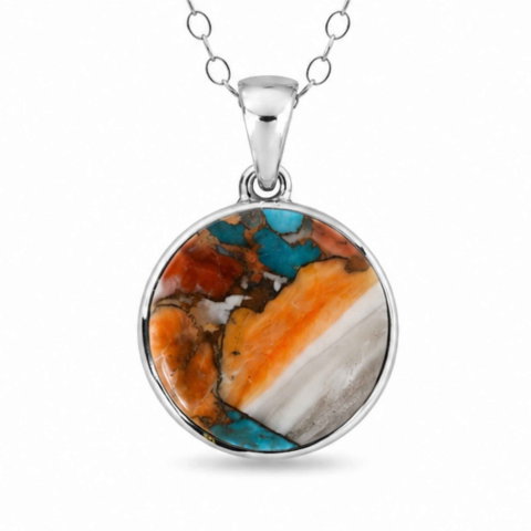 Cristale pe beneficii - Colier argint 925 cu Turcoaz Arizona rotund – Protectie si echilibru