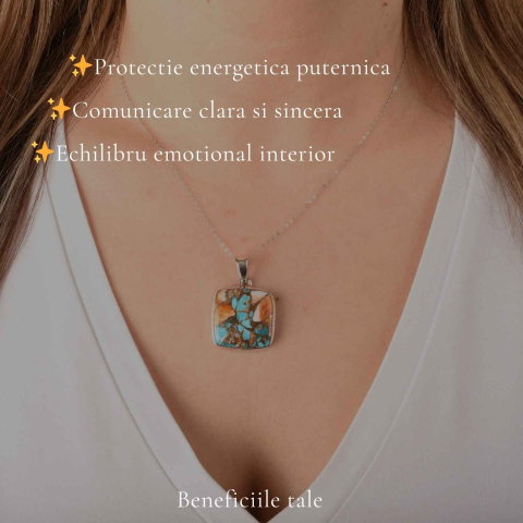 Colier argint 925 cu Turcoaz Arizona patrat – Protectie si stabilitate [2]