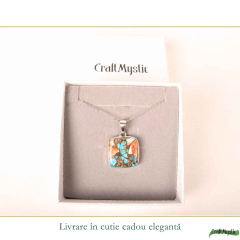 Colier argint 925 cu Turcoaz Arizona patrat – Protectie si stabilitate [5]