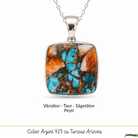 Colier argint 925 cu Turcoaz Arizona patrat – Protectie si stabilitate [4]