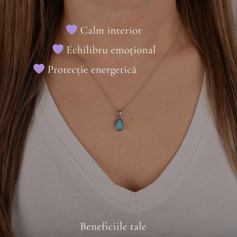 Colier argint 925 cu Turcoaz lacrima – calm si echilibru emotional [2]