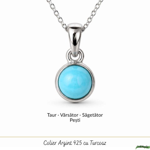 Colier argint 925 cu Turcoaz rotund – Echilibru si protectie zilnica [4]