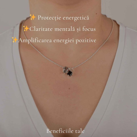 Colier Argint 925 cu Cuart Rutilat, Turmalina Neagra si Pakimer – Protecte si Claritate [2]