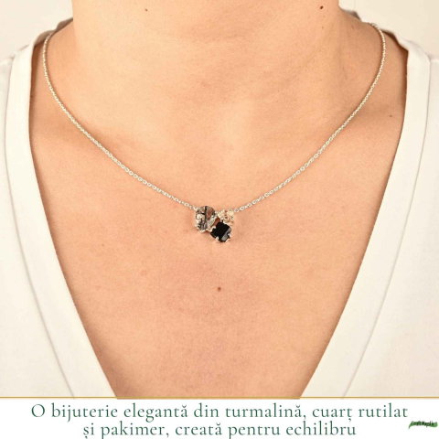Colier Argint 925 cu Cuart Rutilat, Turmalina Neagra si Pakimer – Protecte si Claritate [1]
