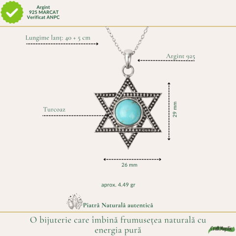 Colier argint 925 cu Turcoaz stea – inspiratie si protectie zilnica [3]