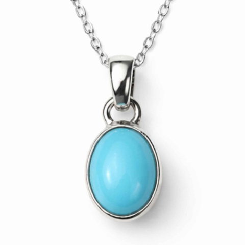Taur - Colier argint 925 cu Turcoaz oval – Calm si echilibru interior