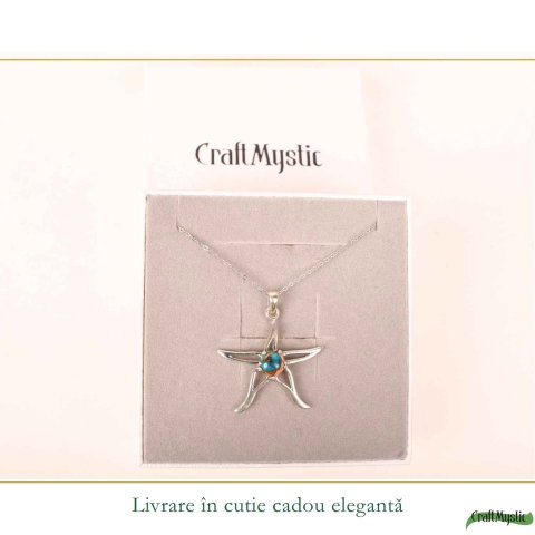 Colier argint 925 cu Turcoaz Spinny Oyster stea – inspiratie si protectie interioara [5]