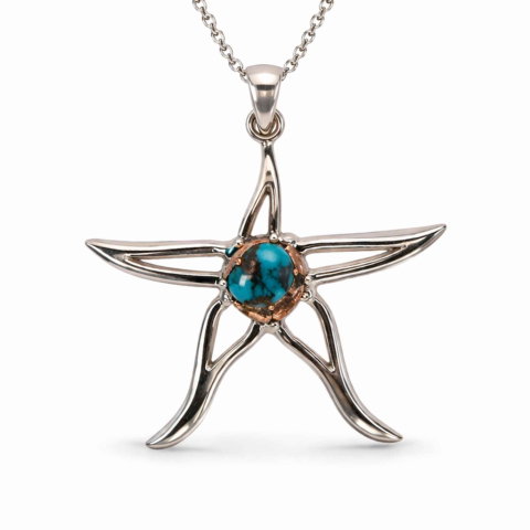 Taur - Colier argint 925 cu Turcoaz Spinny Oyster stea – inspiratie si protectie interioara