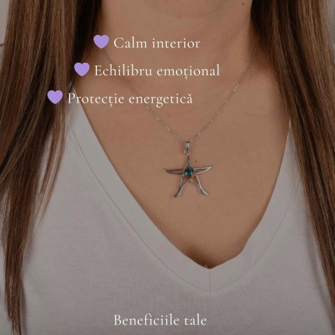 Colier argint 925 cu Turcoaz Spinny Oyster stea – inspiratie si protectie interioara [2]