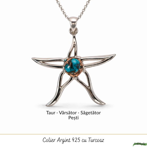 Colier argint 925 cu Turcoaz Spinny Oyster stea – inspiratie si protectie interioara [4]