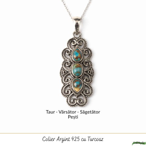 Colier argint 925 cu Turcoaz Spinny Oyster vintage – protectie si stil autentic [4]