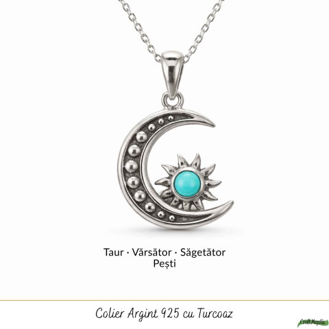 Colier argint 925 cu Turcoaz semiluna si soare – echilibru si protectie zilnica [4]