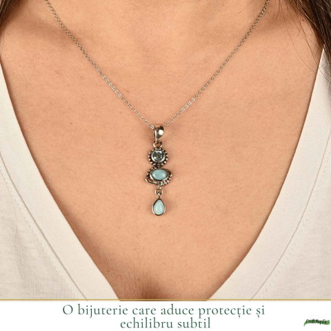 Colier argint 925 cu Turcoaz si Topaz – Claritate si echilibru feminin [1]