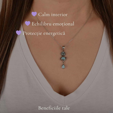 Colier argint 925 cu Turcoaz si Topaz – Claritate si echilibru feminin [2]