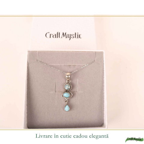 Colier argint 925 cu Turcoaz si Topaz – Claritate si echilibru feminin [5]