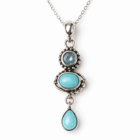 Taur - Colier argint 925 cu Turcoaz si Topaz – Claritate si echilibru feminin