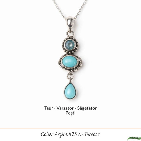 Colier argint 925 cu Turcoaz si Topaz – Claritate si echilibru feminin [4]
