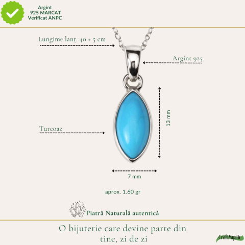 Colier argint 925 cu Turcoaz delicat – calm si echilibru feminin [3]
