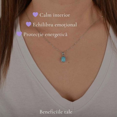 Colier argint 925 cu Turcoaz dreptunghi – claritate si echilibru zilnic [2]