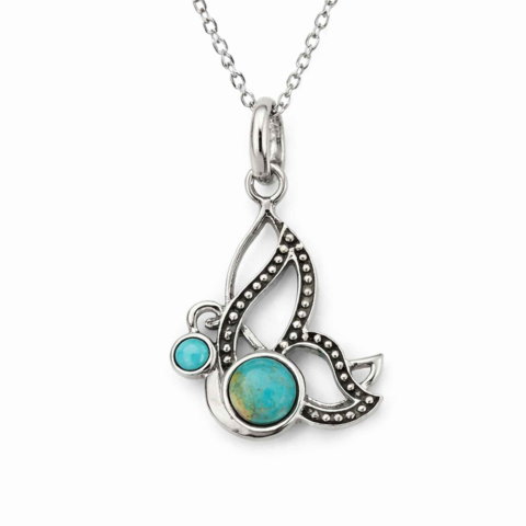 Taur - Colier argint 925 cu Turcoaz Spinny Oyster fluture – transformare si echilibru