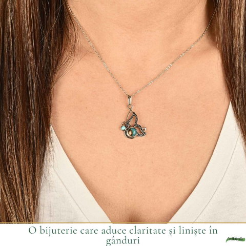Colier argint 925 cu Turcoaz Spinny Oyster fluture – transformare si echilibru [1]