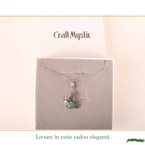 Colier argint 925 cu Turcoaz Spinny Oyster fluture – transformare si echilibru [5]