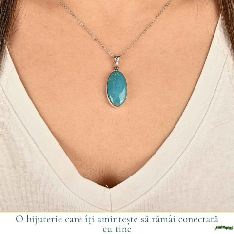 Colier argint 925 cu Turcoaz oval – Protectie si echilibru interior [1]