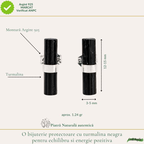 Cercei Argint 925 cu Turmalina Neagra – Protectie si Echilibru Zilnic [3]