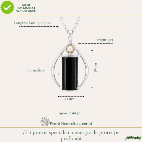 Colier Argint 925 cu Turmalina Naturala Lacrima – Protectie si Echilibru Interior [3]