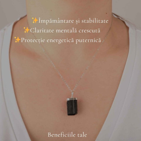 Colier Argint 925 cu Turmalina Neagra Mica Bruta – Protectie Discreta si Ancorare [2]