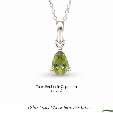 Colier Argint 925 cu Turmalina Verde Lacrima – Echilibru si Energie Naturala [4]