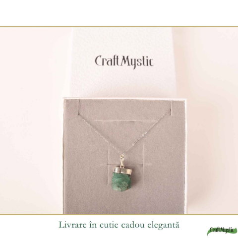 Colier Argint 925 cu Smarald Brut – Energie, Iubire si Echilibru Interior [5]