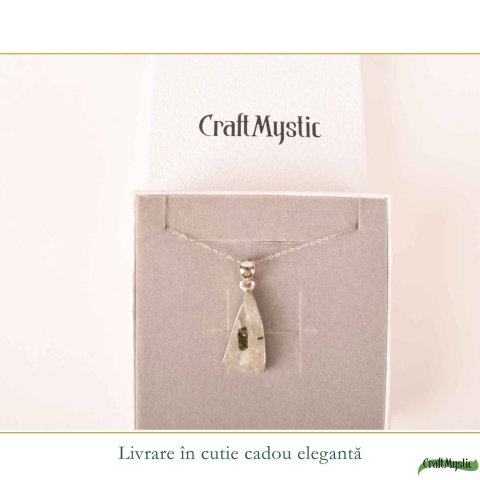 Colier Argint 925 cu Turmalina Verde si Cuart Triunghi – Protectie si Echilibru [5]